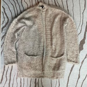 Fuzzy Beige Express Long Cardigan